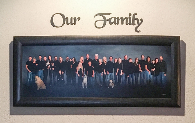 The framed portrait was presented to the client's father and now hangs above his fireplace.
