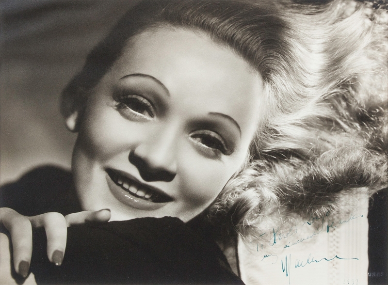 Photograph by George Hurrell of actor Marlene Dietrich signed: 