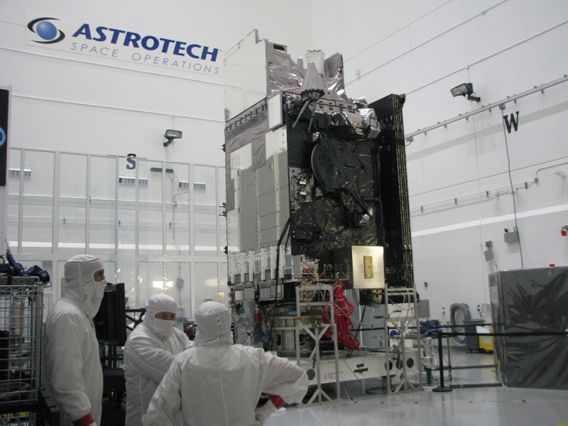 The full GOES-S satellite in the clean room