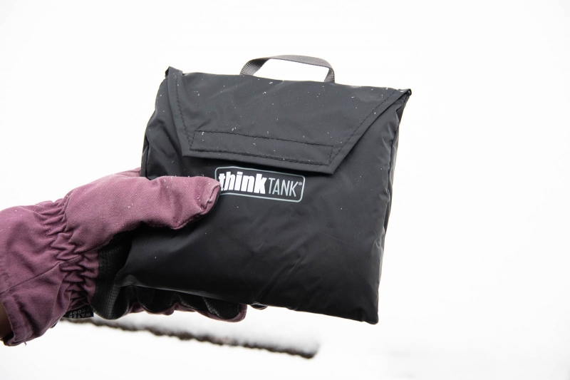 The Emergency Rain Cover packs down and stows away its carry case, which has a label showing which size cover it’s for that’s handy if you have more than one.