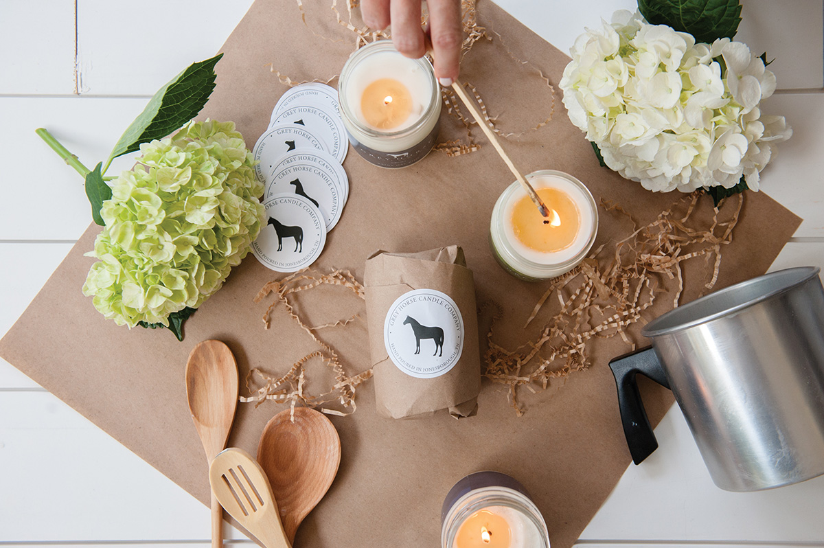 Abby Liga made product shots of her client's candles to be shared on social media. 
