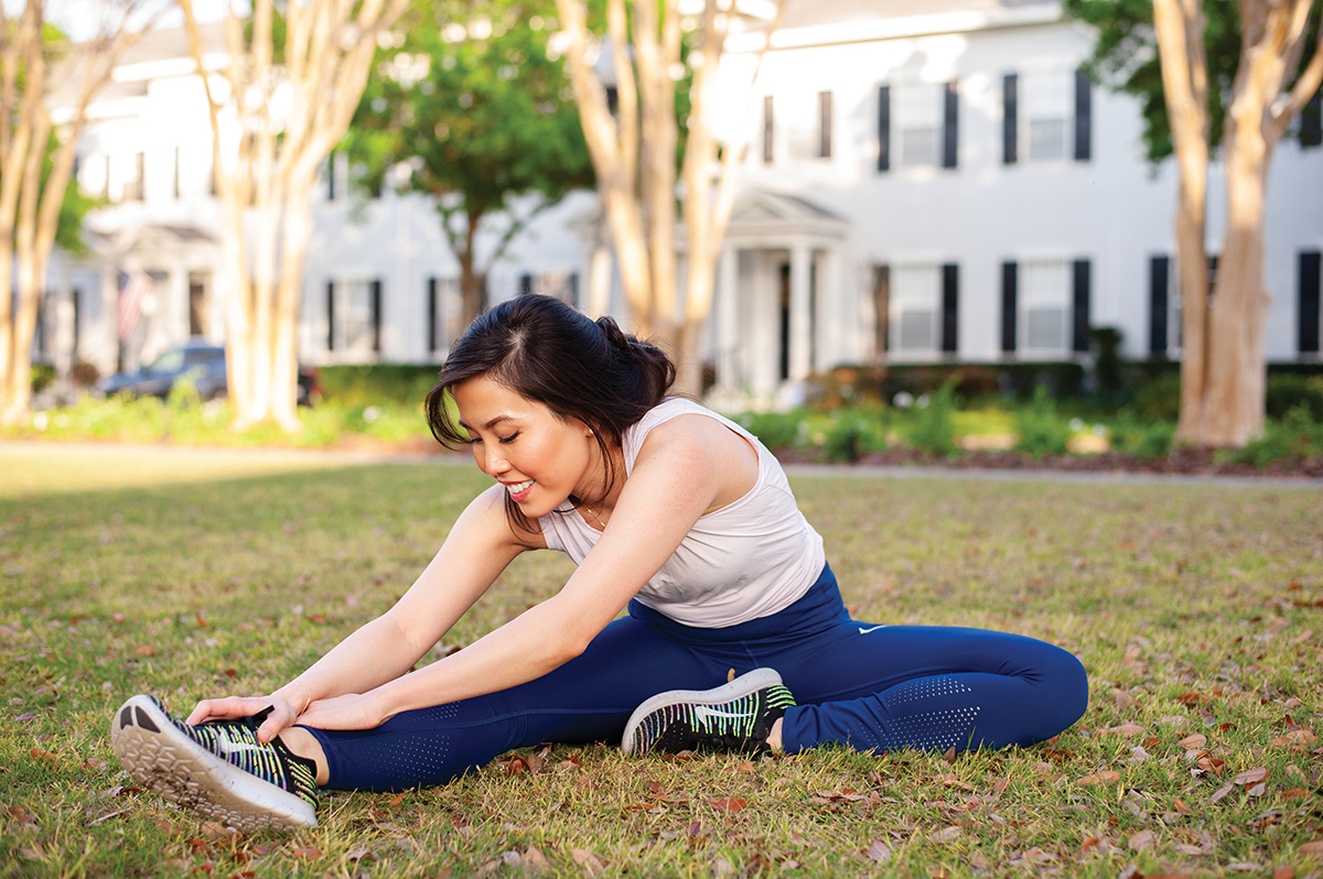 To show off her dentist client's hobbies, Abby Liga made photos of her prepping for a jog. 