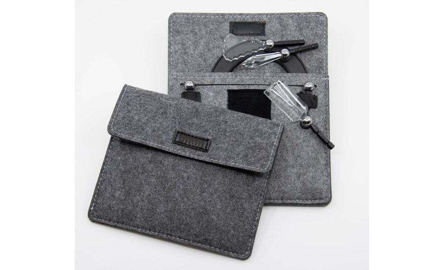 Lensbaby Omni Creative Filter System shown with gray felt case
