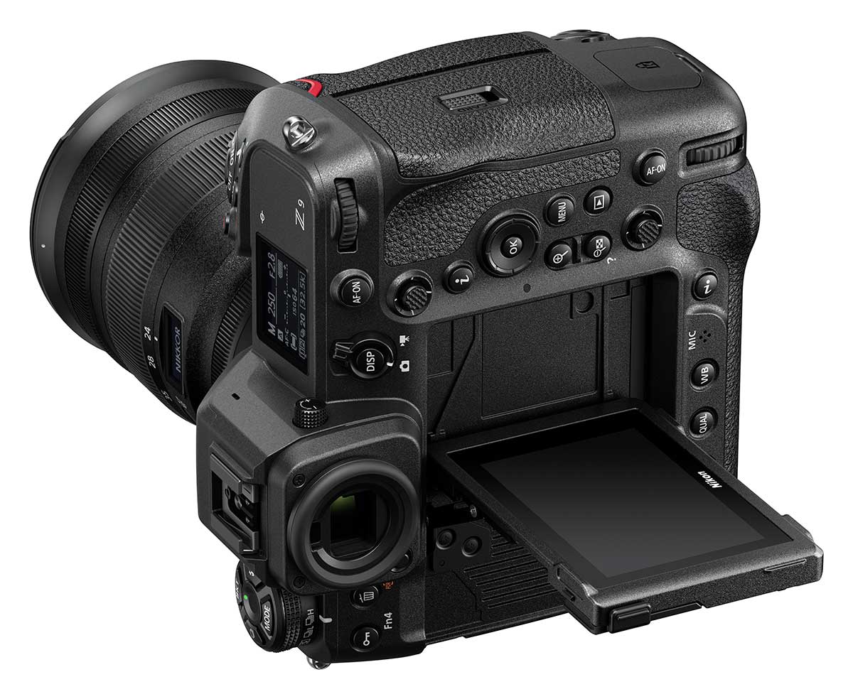 The back of a Nikon Z 9 camera showing the tilt display