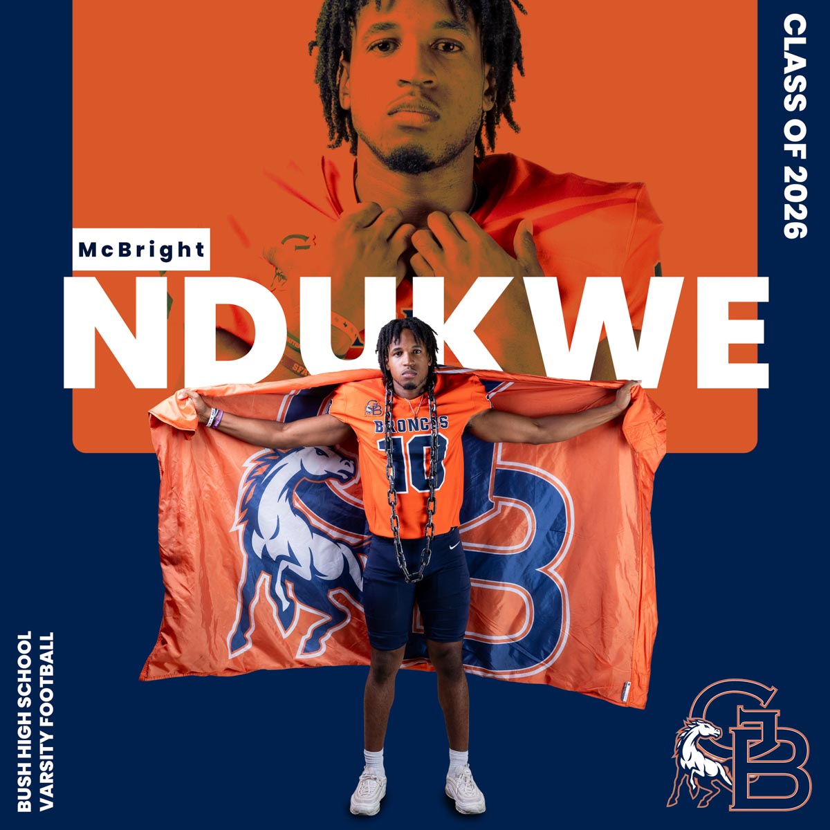a banner for a high school athlete