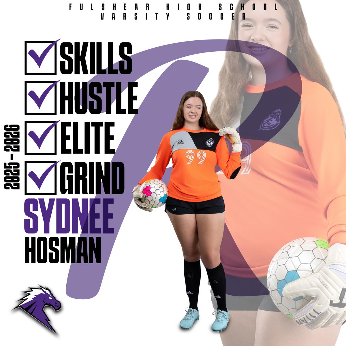 a banner for a female high school volleyball player