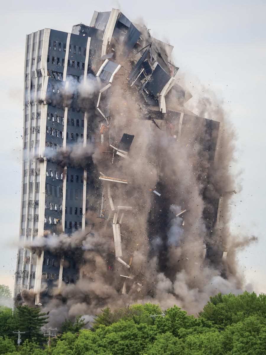 high rise building collapsing
