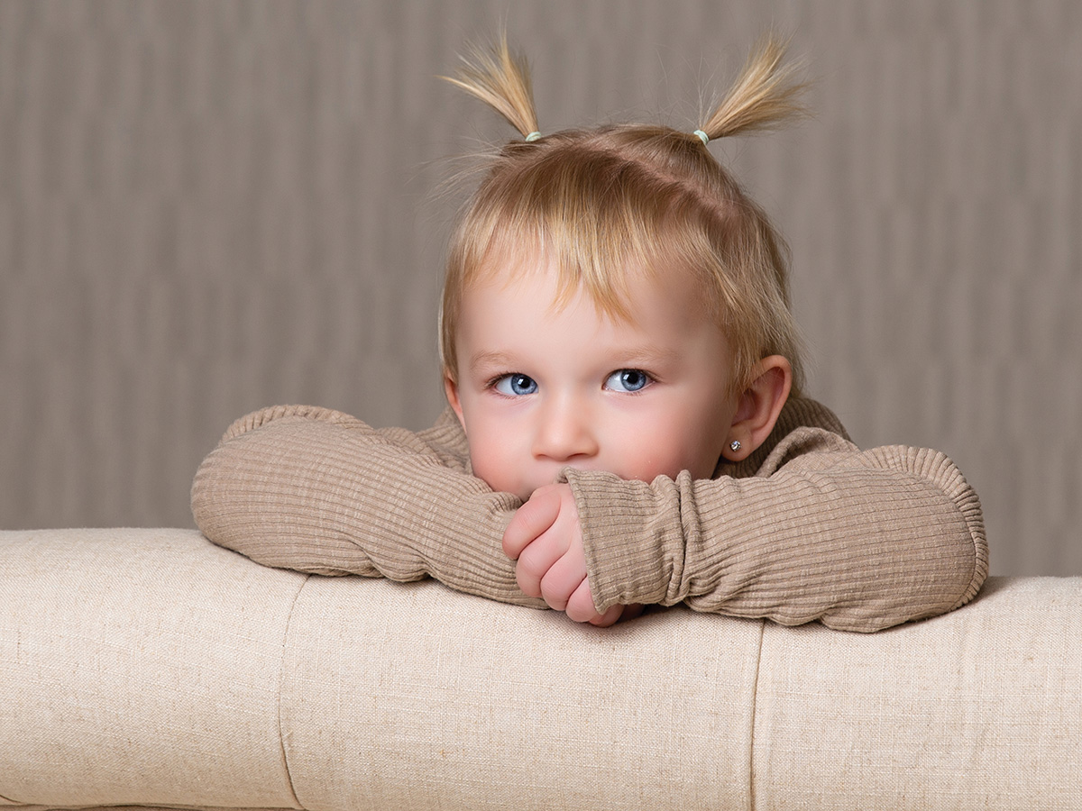 Portrait of a toddler with pigtails