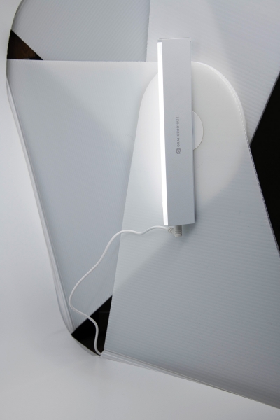 LED strip lights are included.