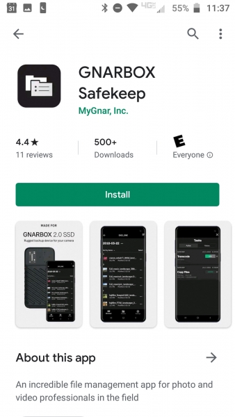 Gnarbox apps Safekeep and Selects are available as
free downloads from your app store.