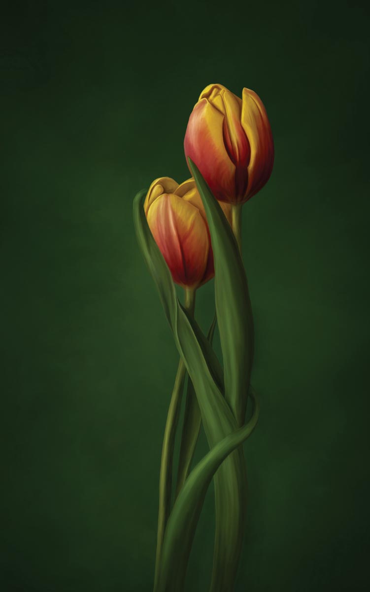 two flowers that look like they are embracing